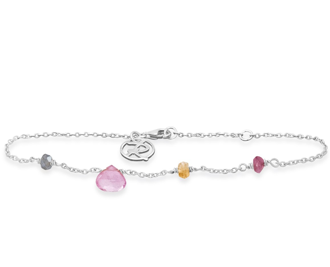 Sølv Armbånd Med Pink Turmalin Grøn Turmalin Pink Topas Citrin Hurtig Levering På Rabinovich Design Smykker
