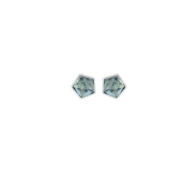 Sølv ørestikker med 7mm pentagon aqua blå kvarts Rabinovich design smykker