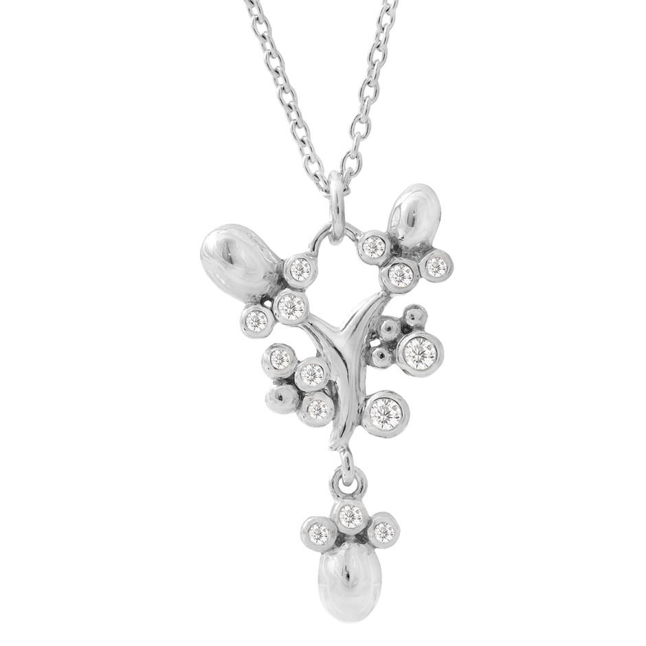 Sølv halskæde med zirkonia sten i flot vedhæng. Rabinovich design smykker til kvinder. Hurtig levering.