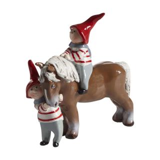 Julepynt, nisser med hest, stor højde 13 cm Nääsgränsgården